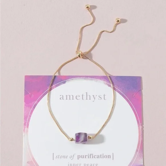 Amethyst Stone Adjustable Bracelet- NWT - Picture 3 of 3